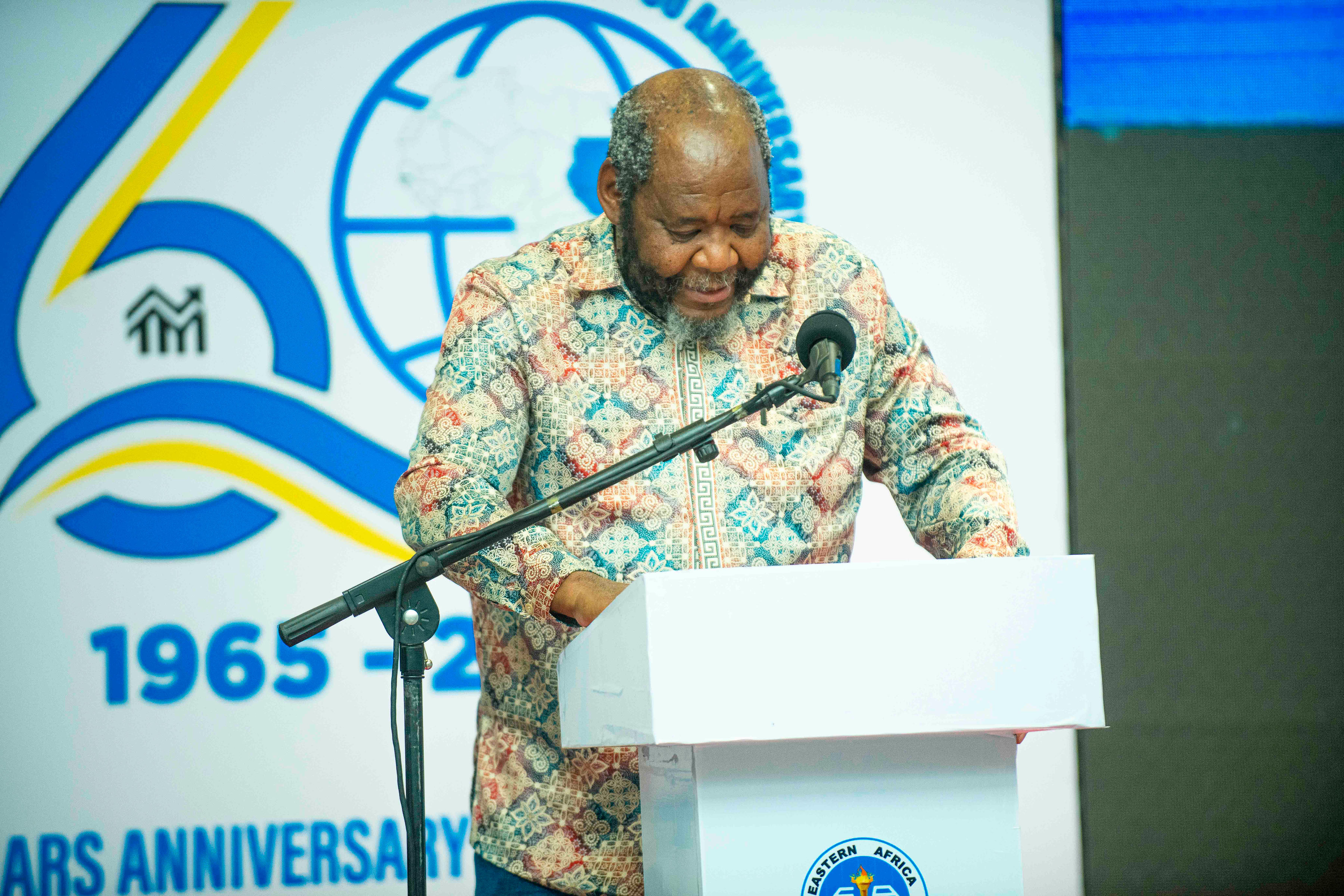 <p>Prof. Pali Lehohla, Former Statistician General Republic of South Africa, presenting topic at the commemoration of EASTC 60 years anniversary celebrations, held at Mlimani City Conference Centre on 2nd September,2025.</p>